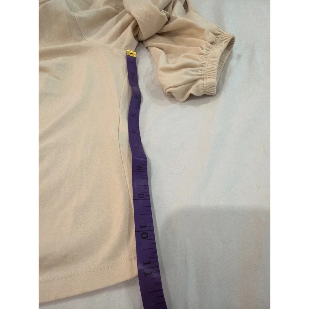 Banana Republic Womens Ruched V-Neck Long Sleeve Top‎ Cream Beige Size L